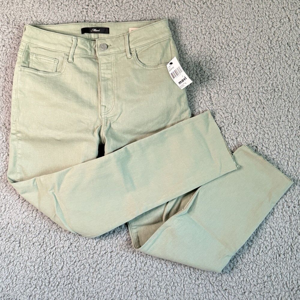 Mavi Viola Mid Rise Gaucho Green Raw Hem Denim Jeans Stretch Women's 27/27 NWT‎
